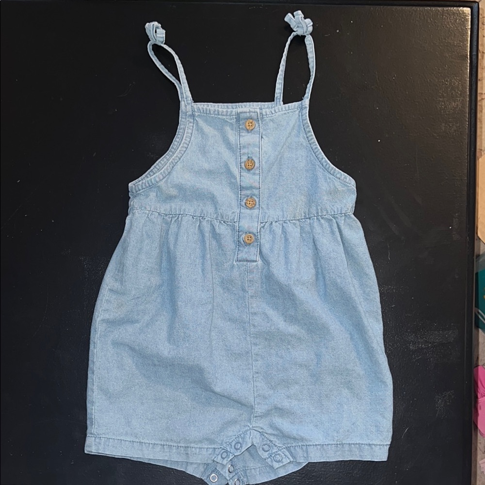 Denim Blue Button-Up Romper